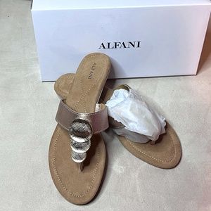 New Alfani Slip on Sandals, Metallic Medallions, Size 8